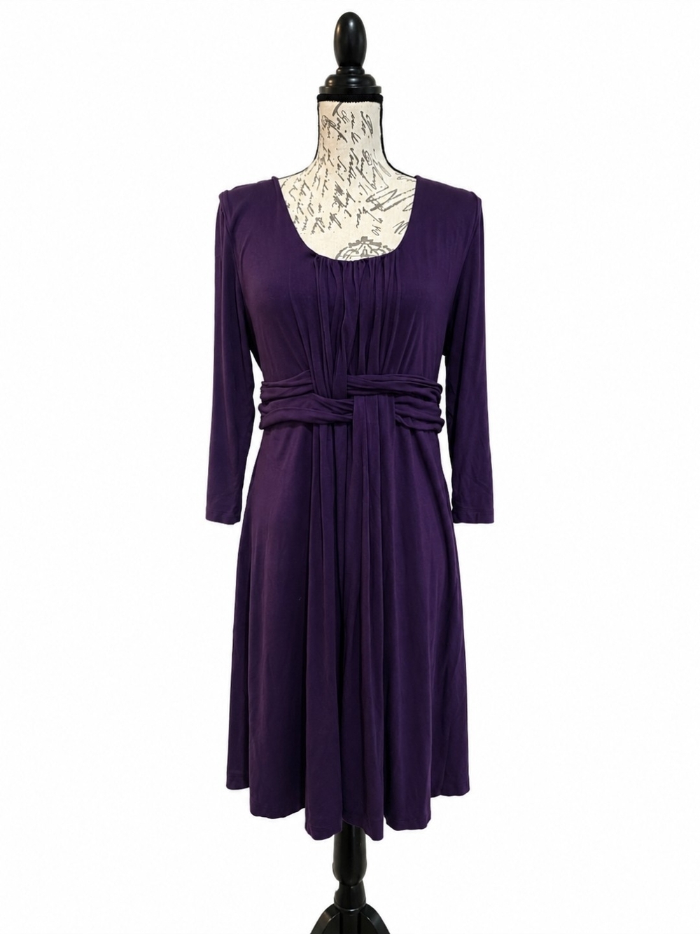 Soma Deep Purple Long Sleeve Tie-Waist Midi Dress